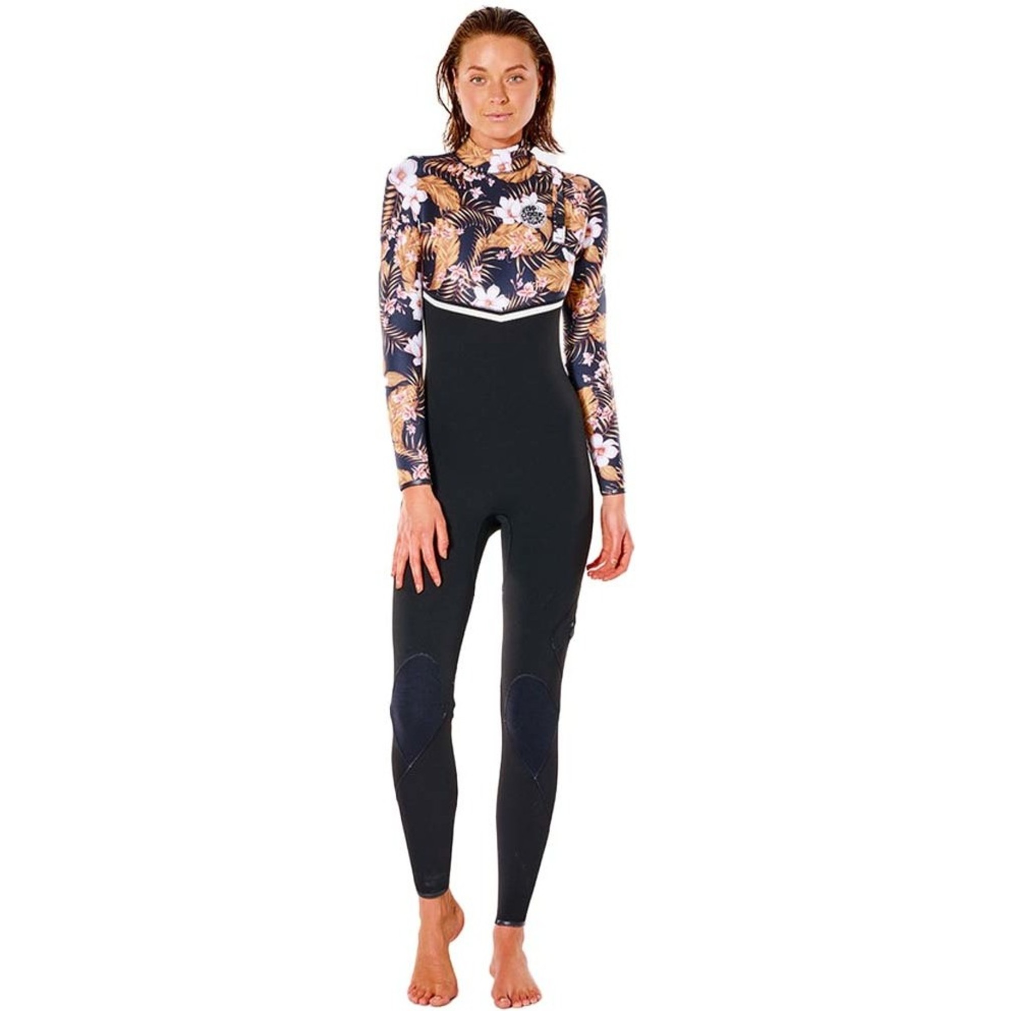 2022 Rip Curl Womens EBomb 4/3mm Zip Free Wetsuit WSM9BG Black / Gold Wetsuits Wetsuit Outlet
